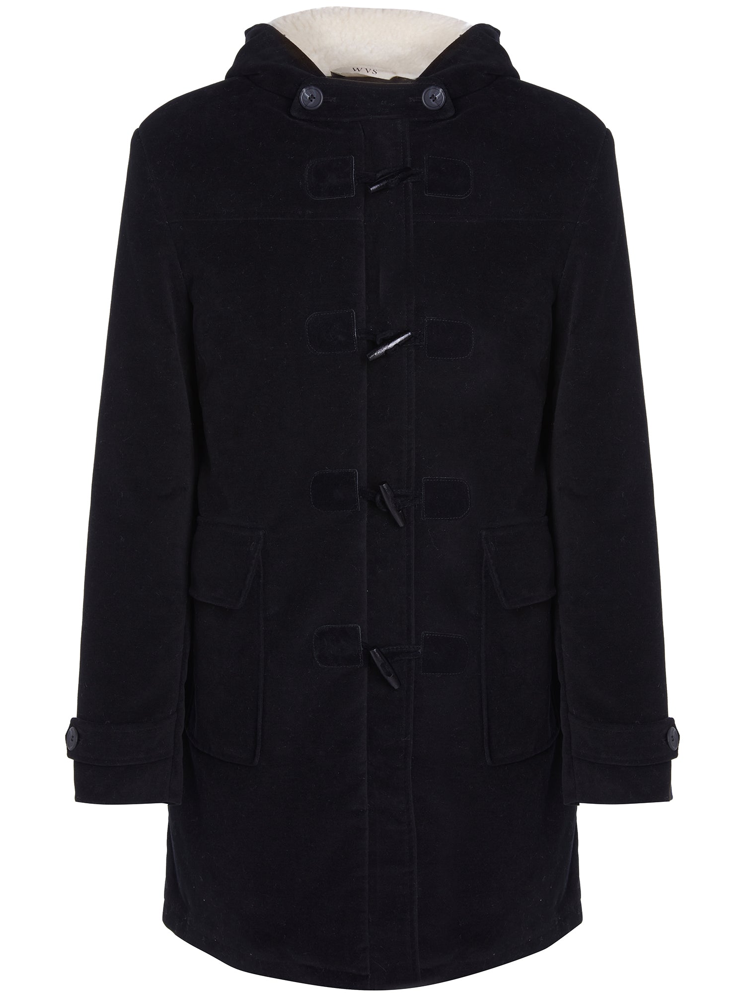Duffle-coat en laine végétalienne avec peau lainée végétalienne recyclée