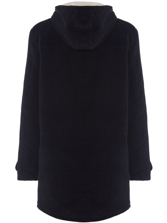 Duffelcoat van veganistische wol met gerecyclede veganistische schapenvacht | Vegan Coats & Jackets