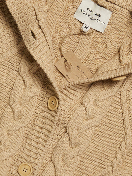 Gebreid vest met capuchon en knopen  | Vegan Knitwear