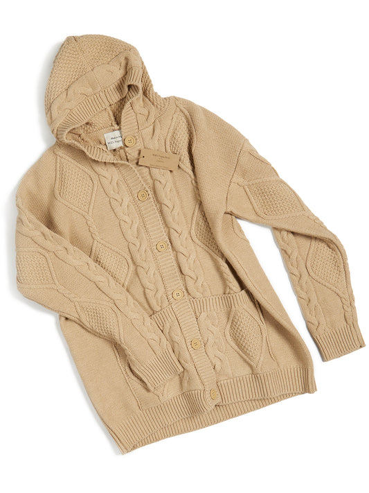 Gebreid vest met capuchon en knopen  | Vegan Knitwear