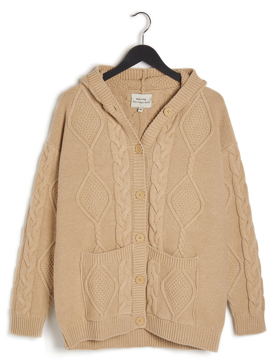 Gebreid vest met capuchon en knopen  | Vegan Knitwear