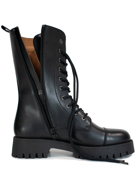 Track Sole 10 Eye Boots | Vegan Boots